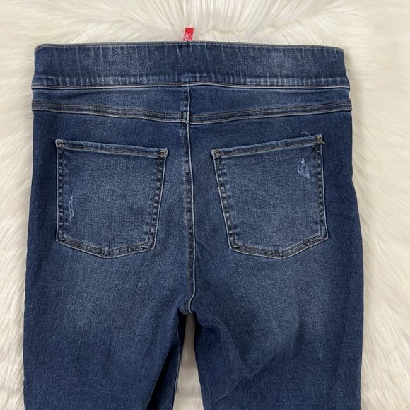 Spanx Women's Size Medium Distressed Medium Wash Ankle Skinny Jegging Jeans - Picture 9 of 10
